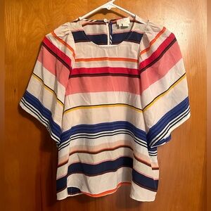 kate spade new york striped silk blouse top size medium